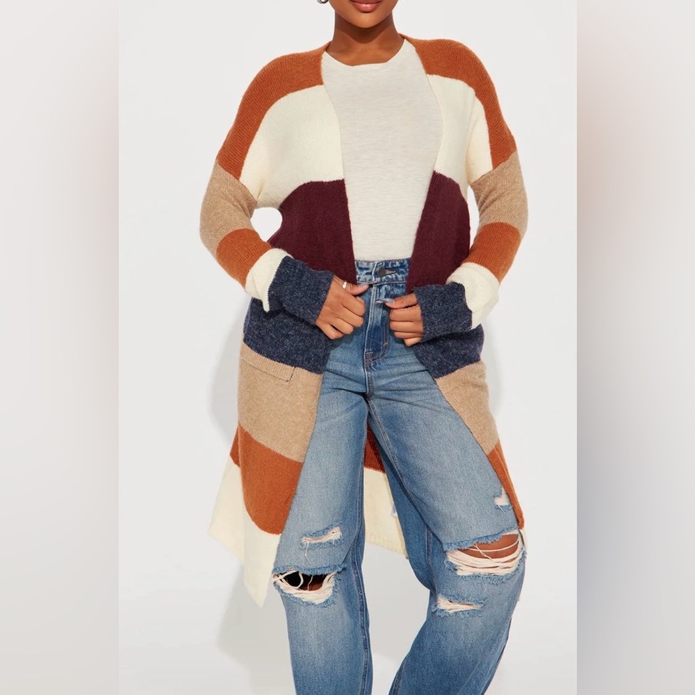Fashion Nova - Colorblock Long Cardigan Sweater